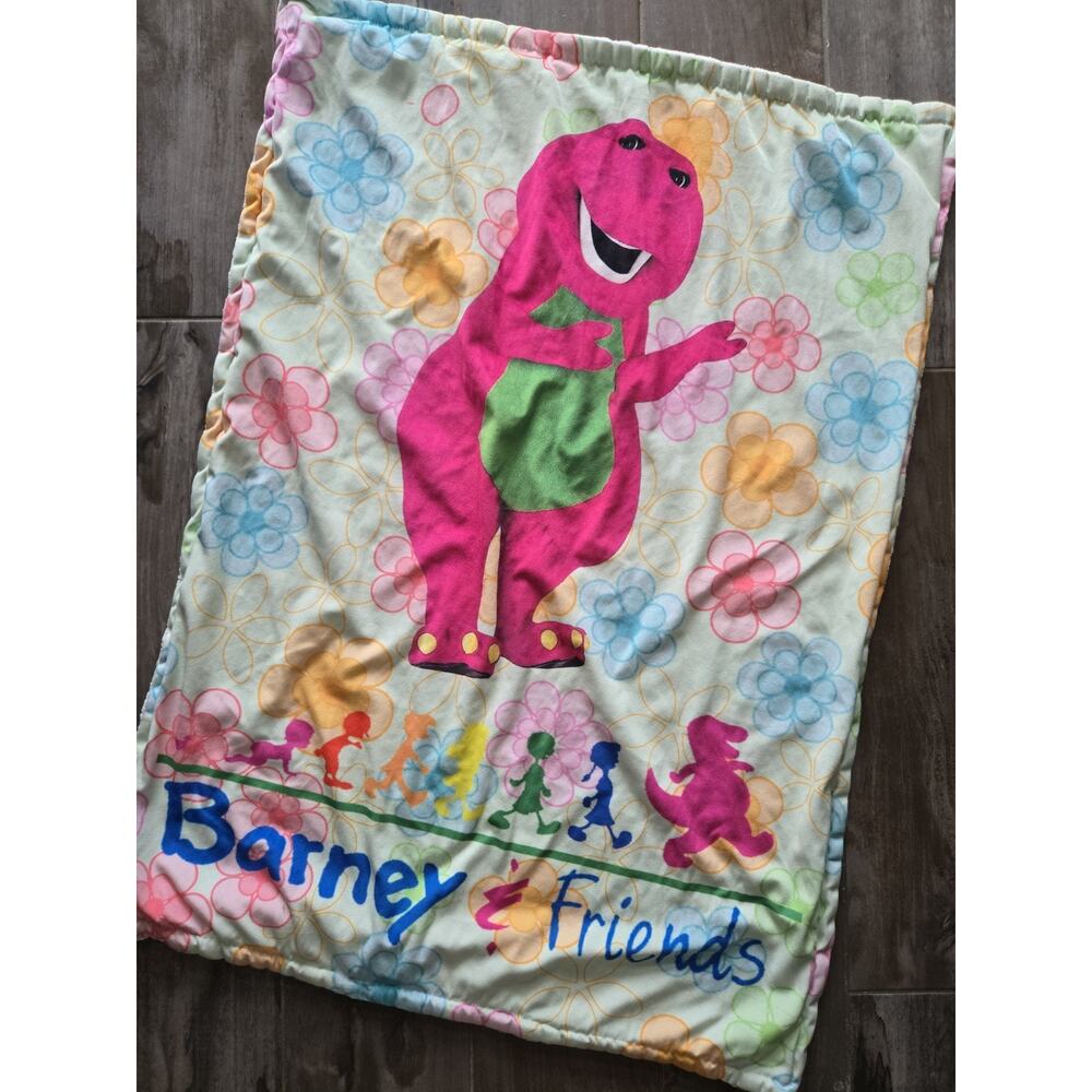 Barney Barney & Friends Kids Toddler Crib Throw Blanket Floral Multicolor 40x30